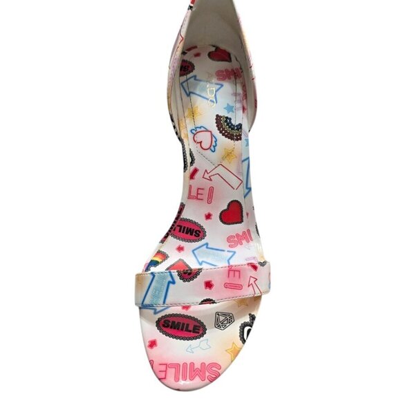 Aldo Sandyy Emoji Graffiti Love Rainbow Heart Heels Sz 9 - Picture 6 of 10
